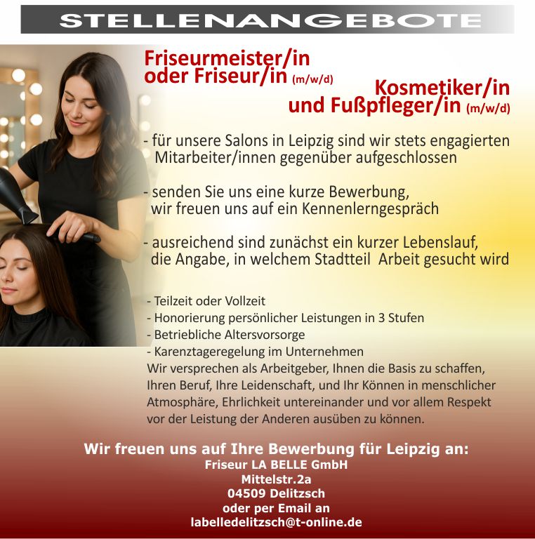 Friseurin Kosmetikerin Fußpflegerin