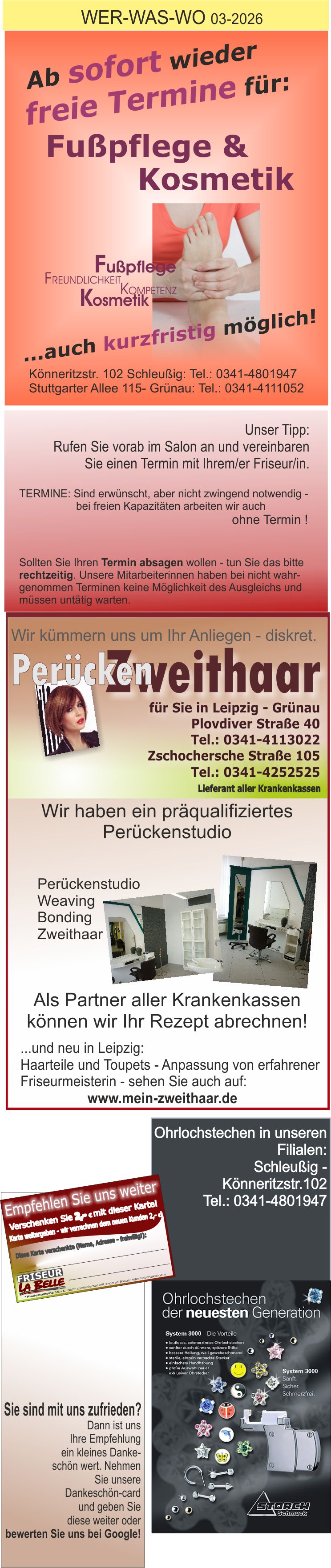 Friseur Kosmetik Fußpflege Solarium Zweithaar